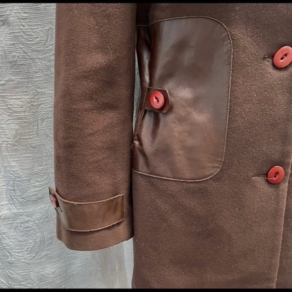 Mackage Wool/Cashmere Long Coat w Leather Trim - Picture 9 of 13